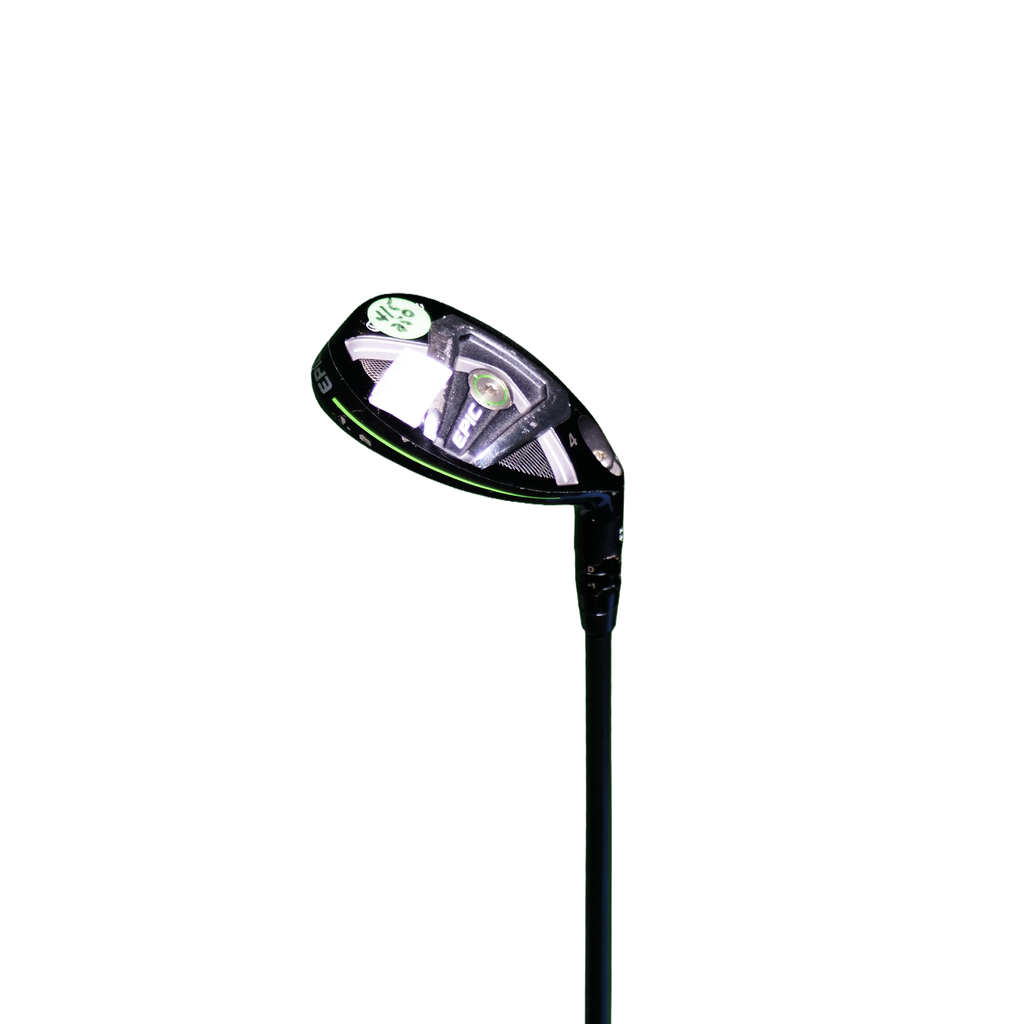 Golf club head with a black and green design on a white background