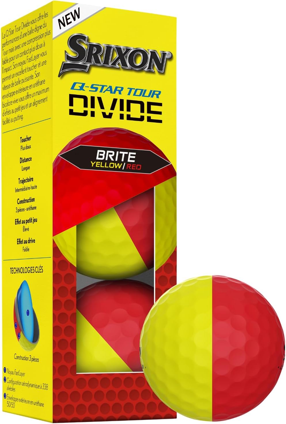 Srixon Q-Star Tour Divide Yellow/Red Golf Balls